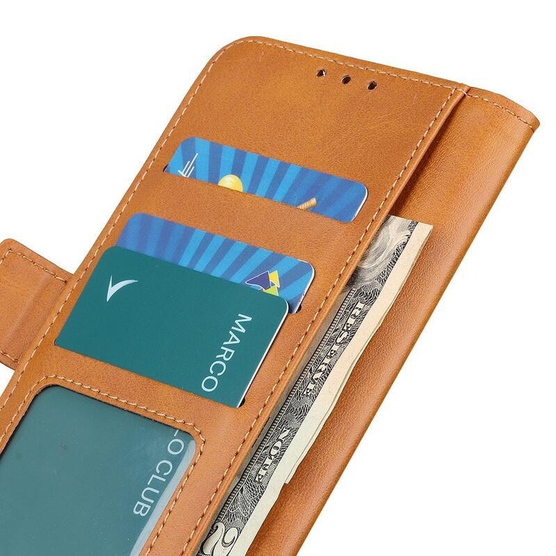 Magnetic PU kožené peněženkové pouzdro na mobil Samsung Galaxy M23 5G - hnědé