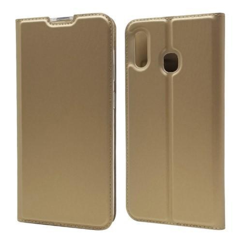 Magnetic PU kožené pouzdro na mobil Samsung Galaxy A30 / A20 - zlatý