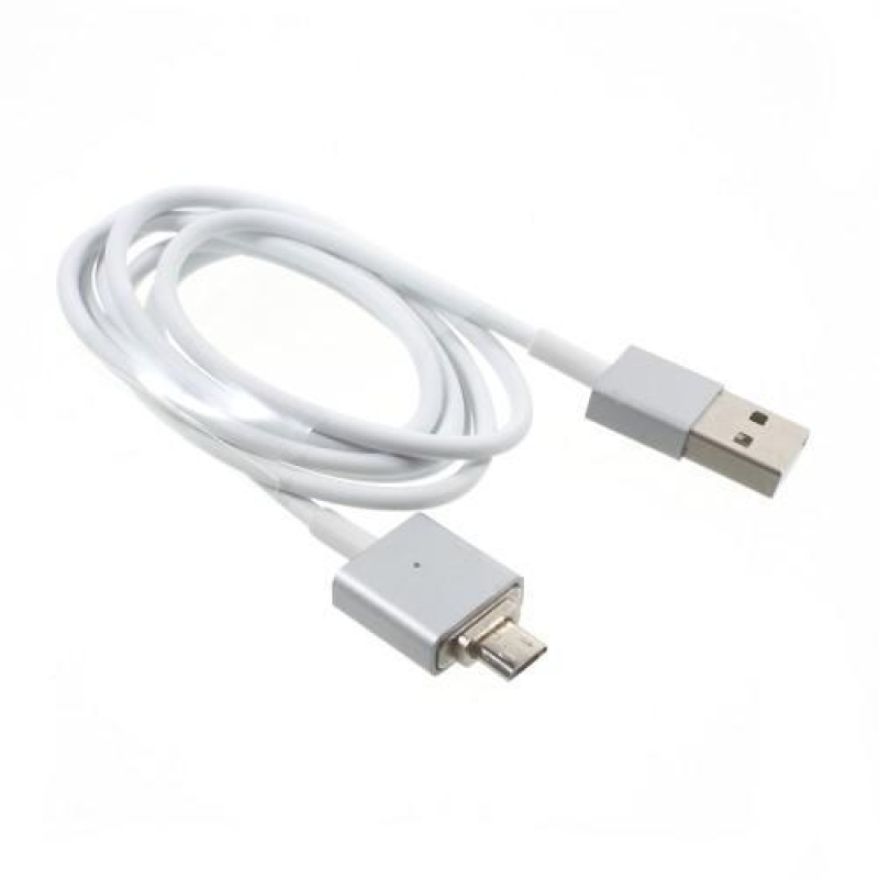 Magnetický USB vs. Micro USB propojovací kabel - 1m - bílý