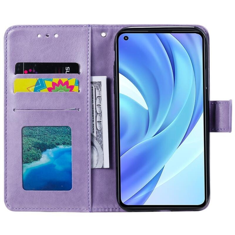 Mandala PU kožené peněženkové pouzdro na mobil Xiaomi Mi 11 Lite 4G/5G/11 Lite 5G NE - fialové