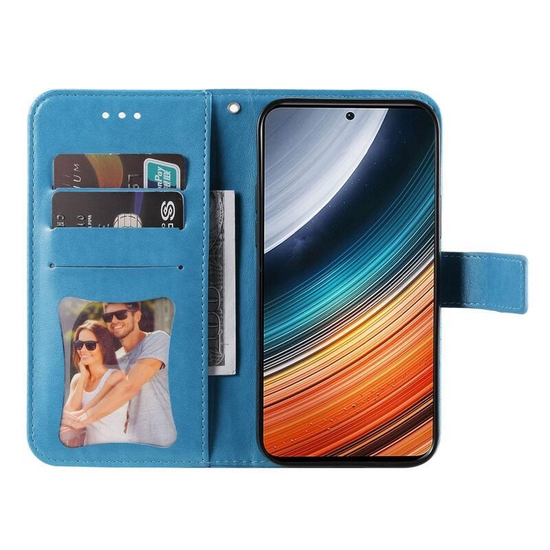 Mandala PU kožené peněženkové pouzdro na mobil Xiaomi Poco F4 5G - modré