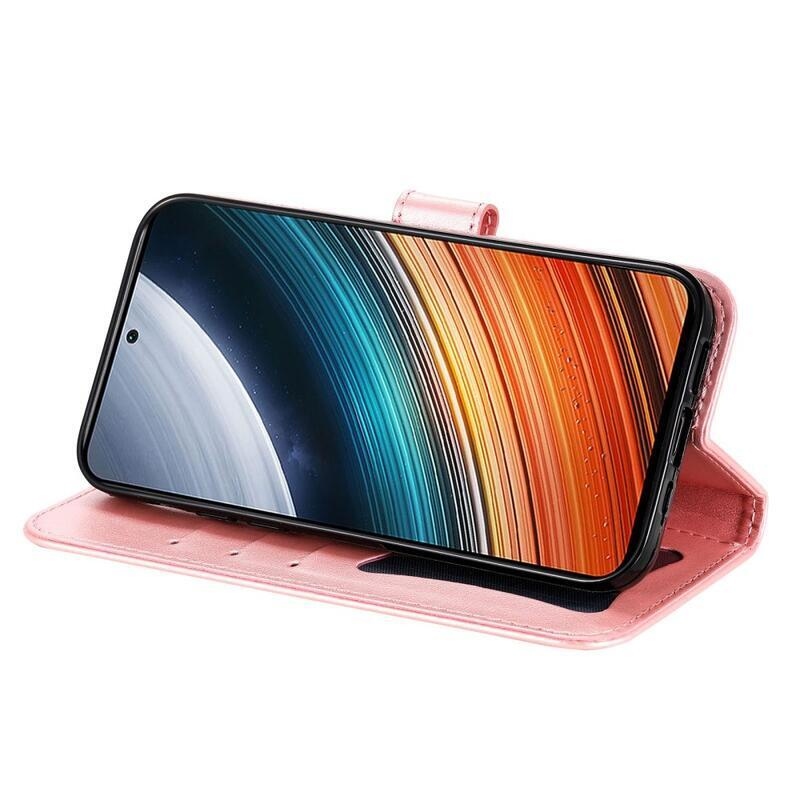 Mandala PU kožené peněženkové pouzdro na mobil Xiaomi Poco F4 5G - růžovozlaté