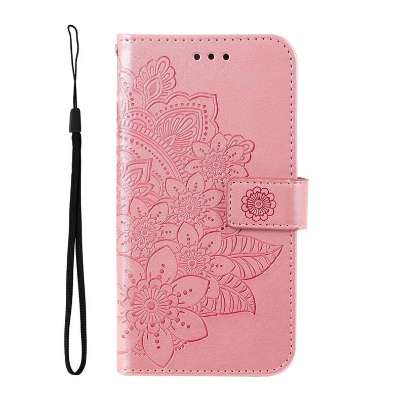 Mandala PU kožené peněženkové pouzdro na mobil Xiaomi Poco F4 5G - růžovozlaté