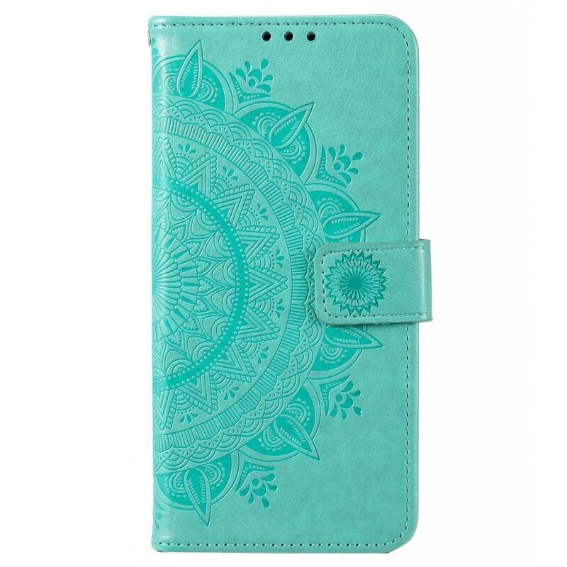 Mandala PU kožené peněženkové pouzdro na mobil Xiaomi Poco X4 GT - azurové