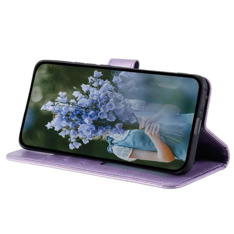 Mandala PU kožené peněženkové pouzdro na mobil Xiaomi Poco X4 GT - fialové