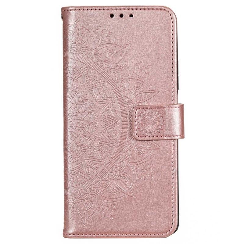 Mandala PU kožené peněženkové pouzdro na mobil Xiaomi Poco X4 GT - růžovozlaté