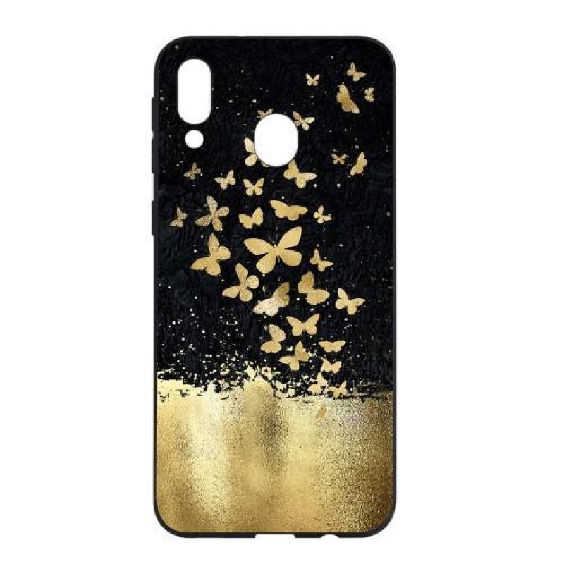 Matte gelový obal na mobil Samsung Galaxy A30 - zlatý motýl