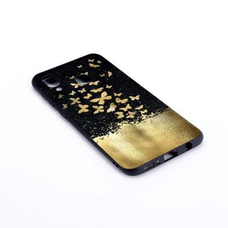 Matte gelový obal na mobil Samsung Galaxy A30 - zlatý motýl