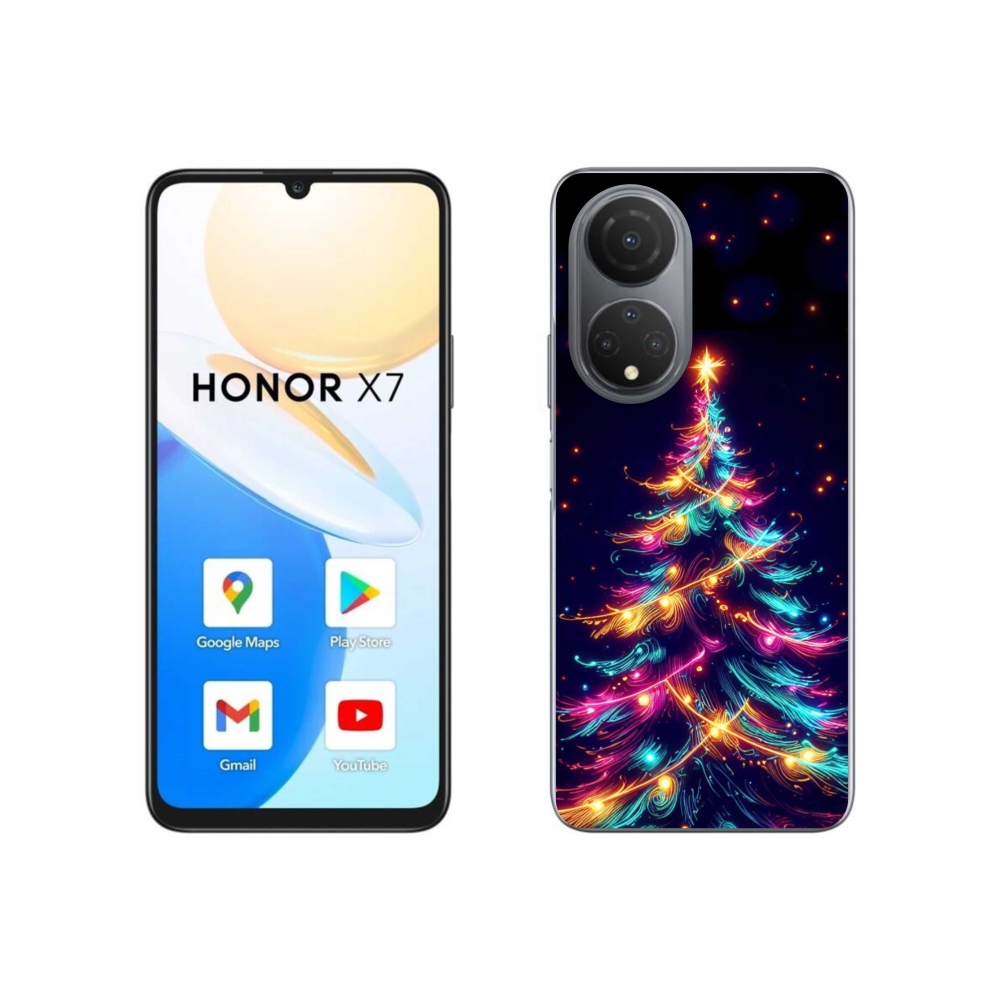 Gelový kryt mmCase na Honor X7 - neonový vánoční stromek