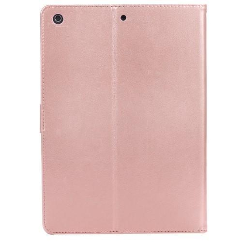 Motýlí PU kožené pouzdro na iPad Air - růžovozlaté