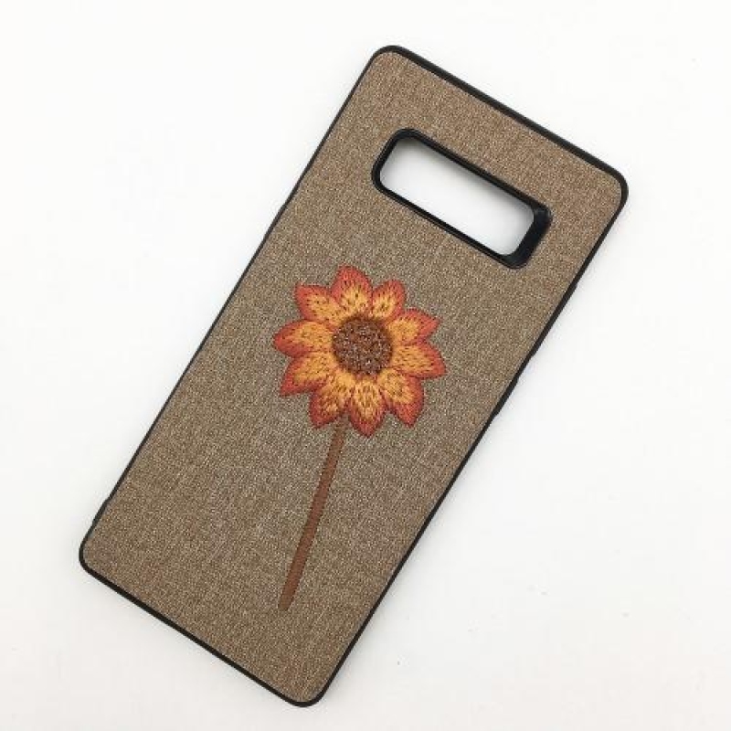 Natur gelový obal s textilním povrchem na Samsung Galaxy Note 8 - šedá květina