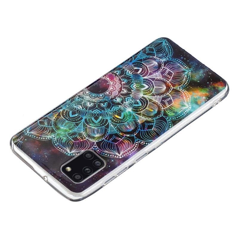 Noctilucent gelový obal na mobil Samsung Galaxy A31 - barevný květ mandala