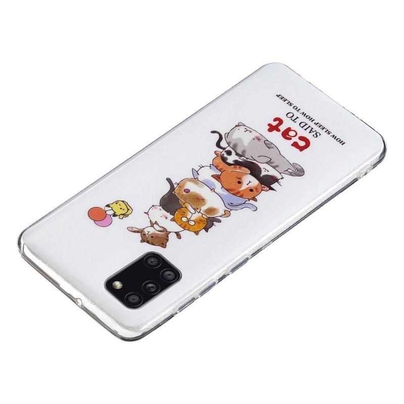 Noctilucent gelový obal na mobil Samsung Galaxy A31 - kočky