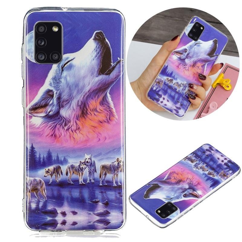 Noctilucent gelový obal na mobil Samsung Galaxy A31 - vyjící vlk