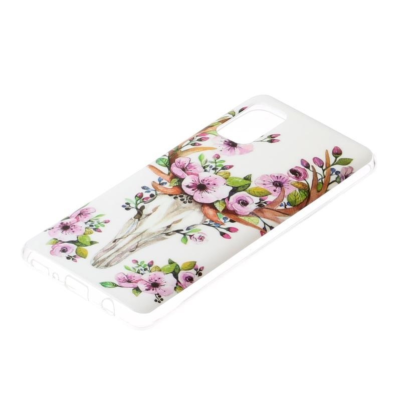 Noctilucent gelový obal pro mobil Samsung Galaxy A41 - jelen s květy