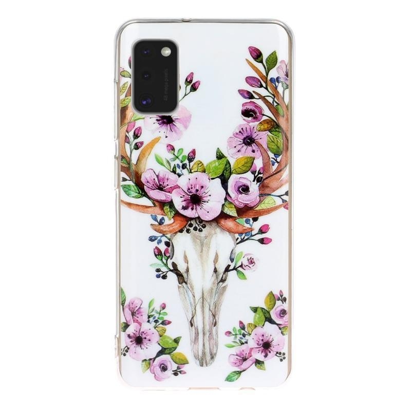 Noctilucent gelový obal pro mobil Samsung Galaxy A41 - jelen s květy