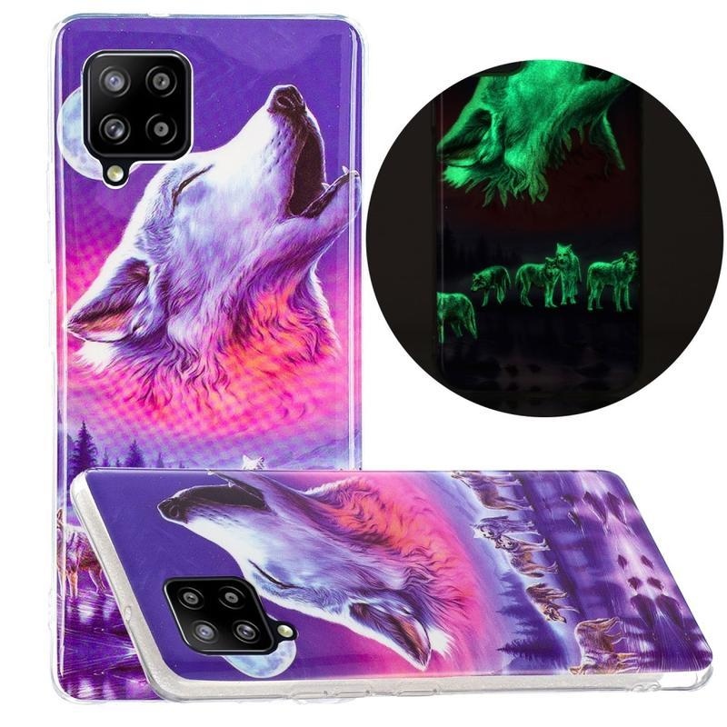 Noctilucent gelový obal pro mobil Samsung Galaxy A42 5G - vyjící vlk
