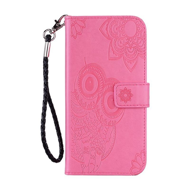 Owl PU kožené peněženkové pouzdro na mobil Huawei Y5p/Honor 9S - růžové