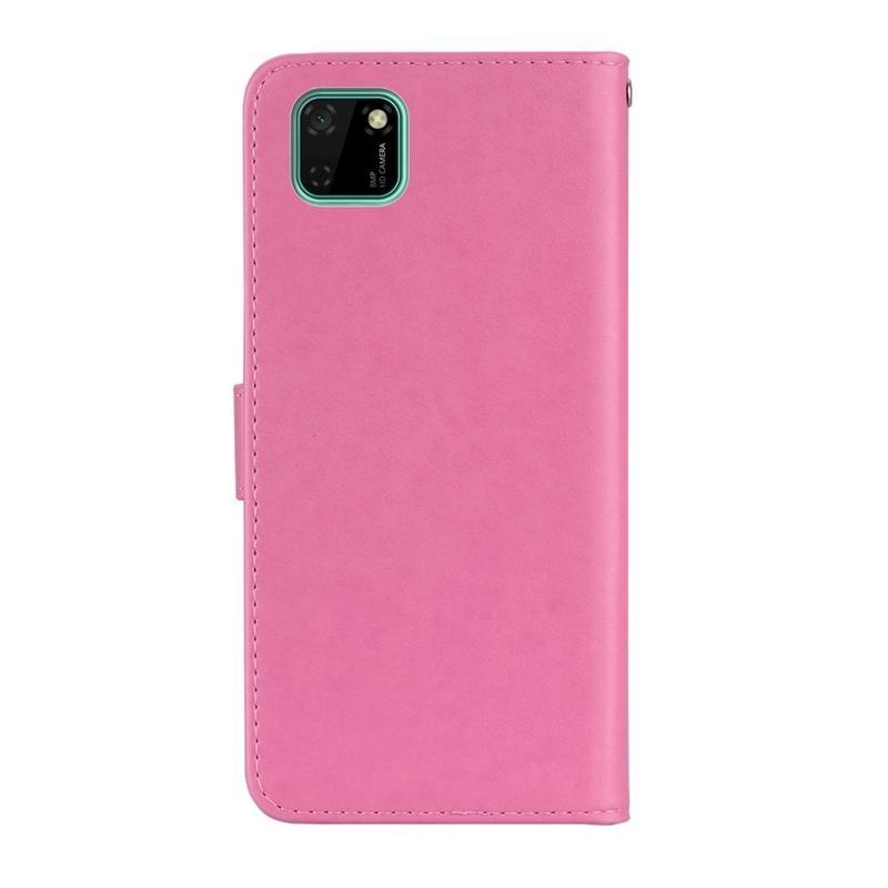 Owl PU kožené peněženkové pouzdro na mobil Huawei Y5p/Honor 9S - růžové