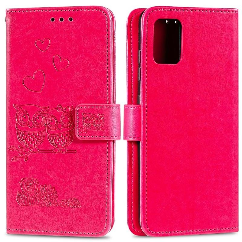 Owls PU kožené peněženkové pouzdro na mobil Huawei P40 - rose