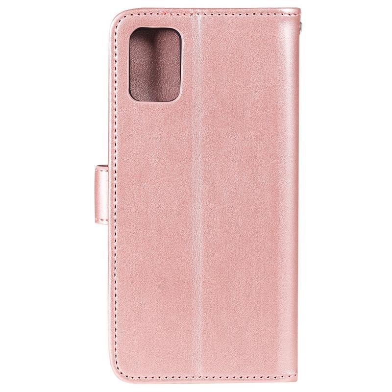 Owls PU kožené peněženkové pouzdro na mobil Huawei P40 - růžovozlaté