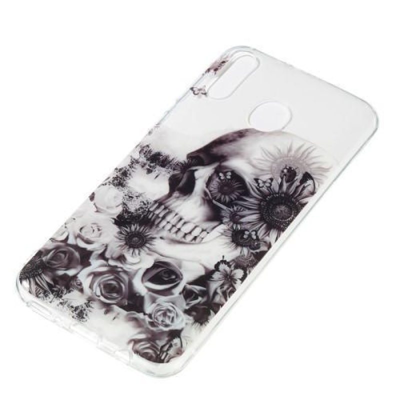 Patt gelový obal na mobil Samsung Galaxy M20 - lebka a květy