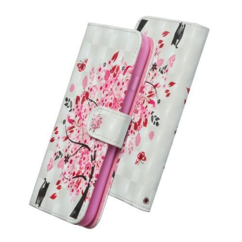 Patt PU kožené flipové pouzdro na mobil Honor 8X - růžový strom
