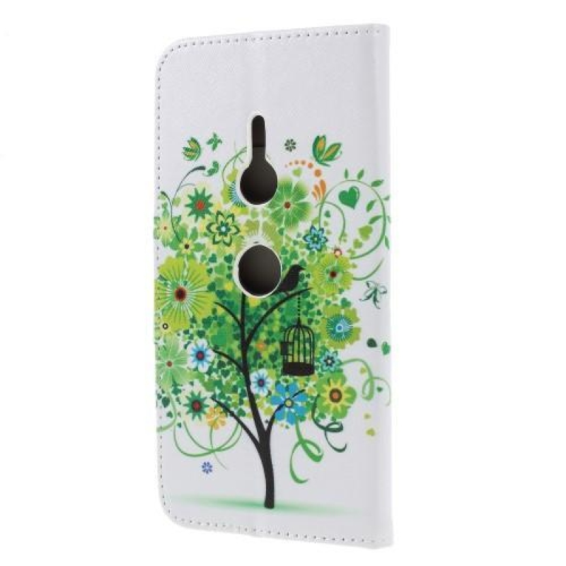 Patt PU kožené peněženkové pouzdro na mobil Sony Xperia XZ3 - zelený strom