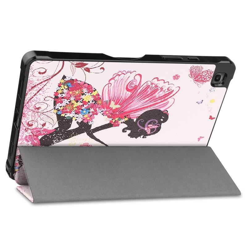 Patte chytré PU kožené peněženkové pouzdro na tablet Samsung Galaxy Tab A7 10.4 (2020) T500 - dívka s motýli