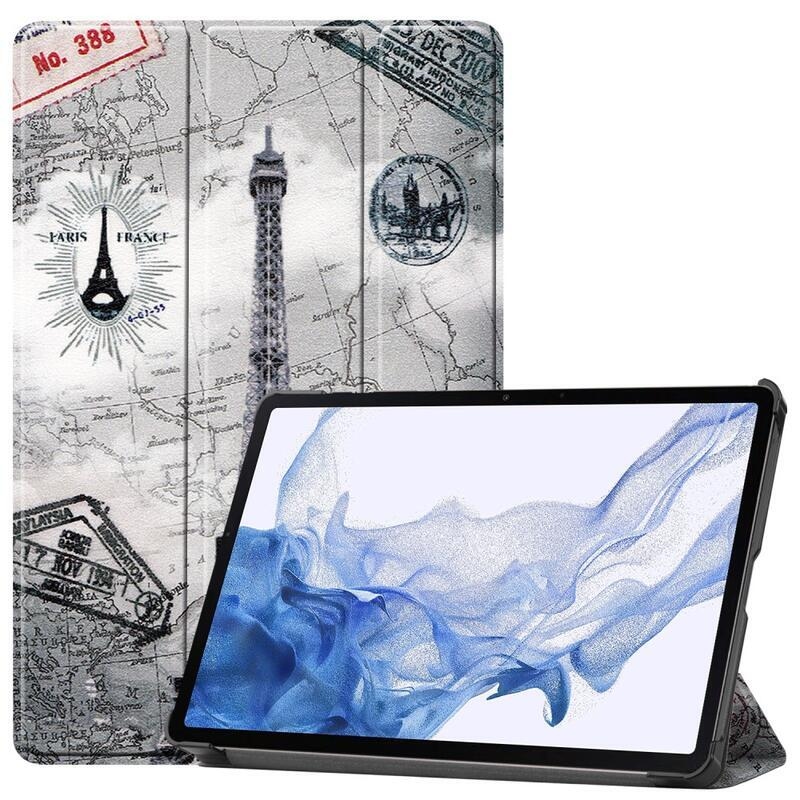 Patte chytré PU kožené pouzdro na tablet Samsung Galaxy Tab S8 - Eiffelova věž