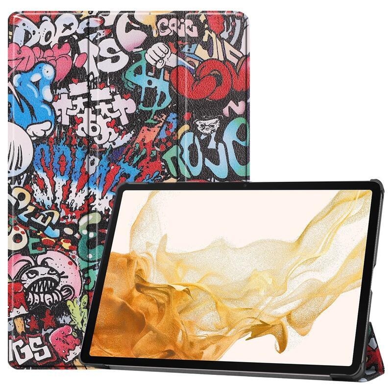 Patte chytré PU kožené pouzdro na tablet Samsung Galaxy Tab S8 Plus - graffiti