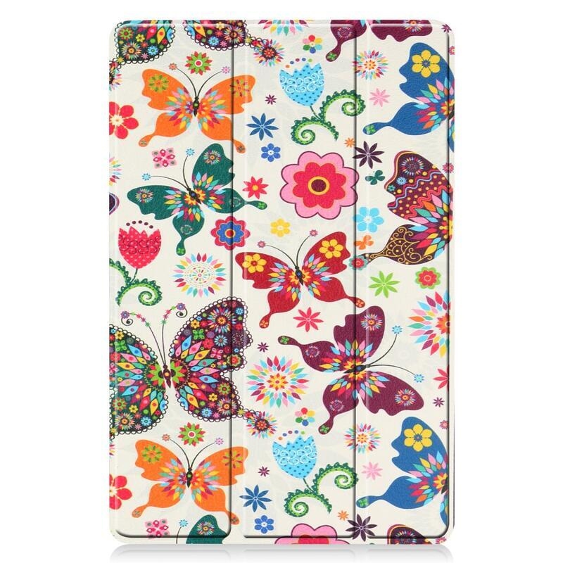 Patte chytré PU kožené pouzdro na tablet Samsung Galaxy Tab S8 Plus - motýli a květy