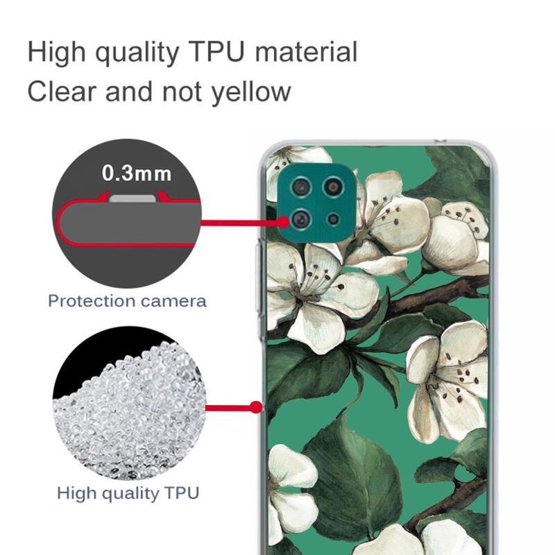 Patte gelový obal na mobil Samsung Galaxy A22 5G - bílé květy