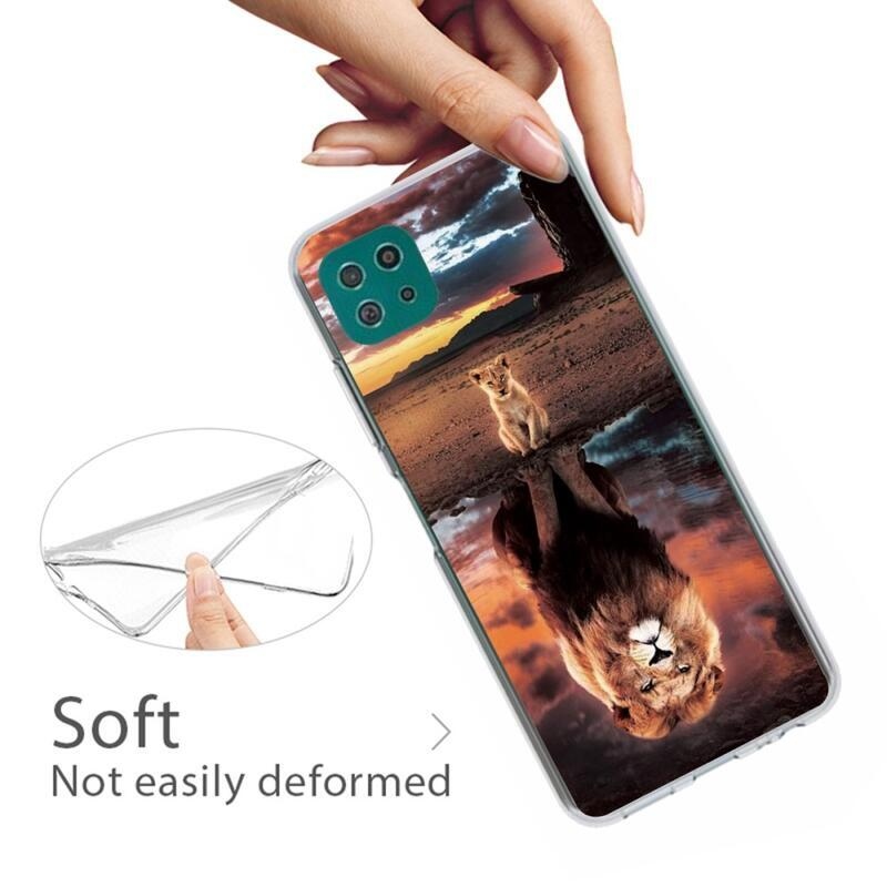 Patte gelový obal na mobil Samsung Galaxy A22 5G - mládě a odraz lva