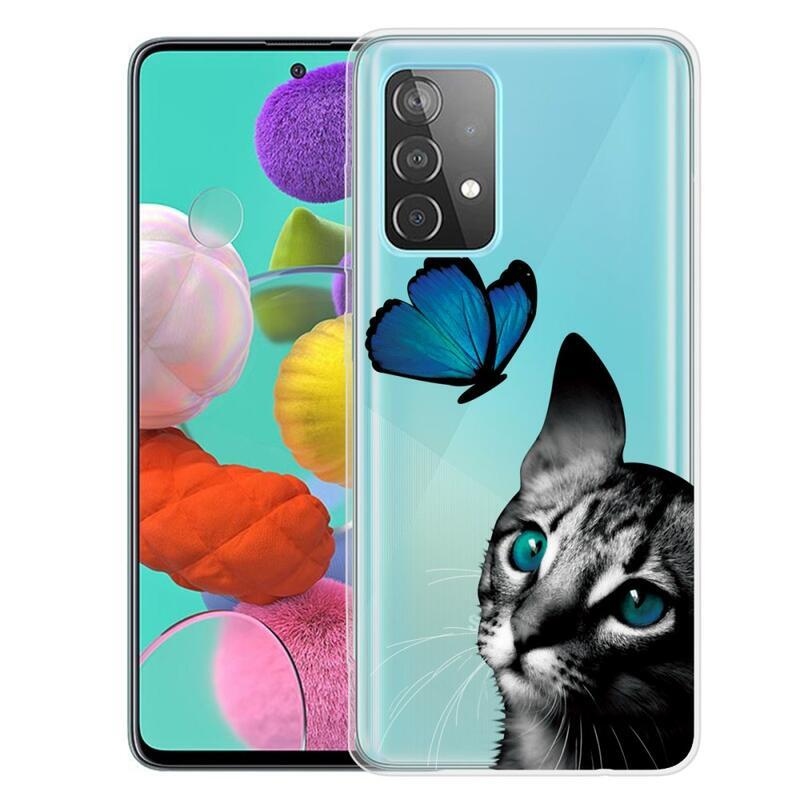 Patte gelový obal na mobil Samsung Galaxy A72 5G - kočka a motýl