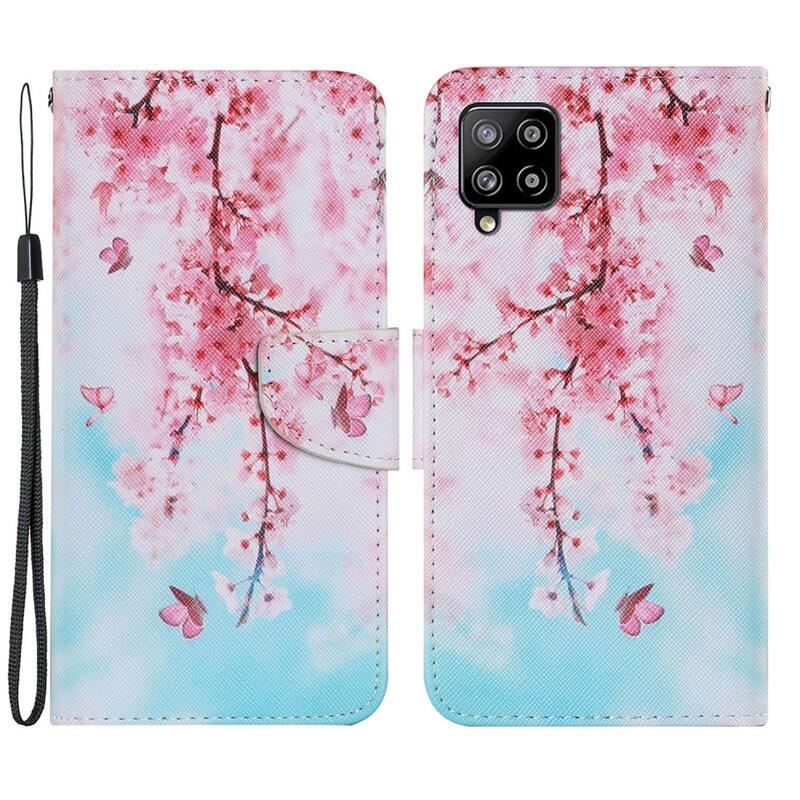 Patte peněženkové pouzdro na mobil Samsung Galaxy A22 4G - růžové květy