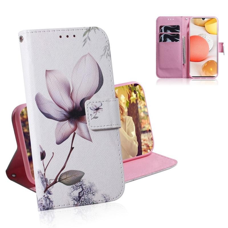 Patte PU kožené peněženkové pouzdro na mobil Samsung Galaxy A42 5G - krásný květ