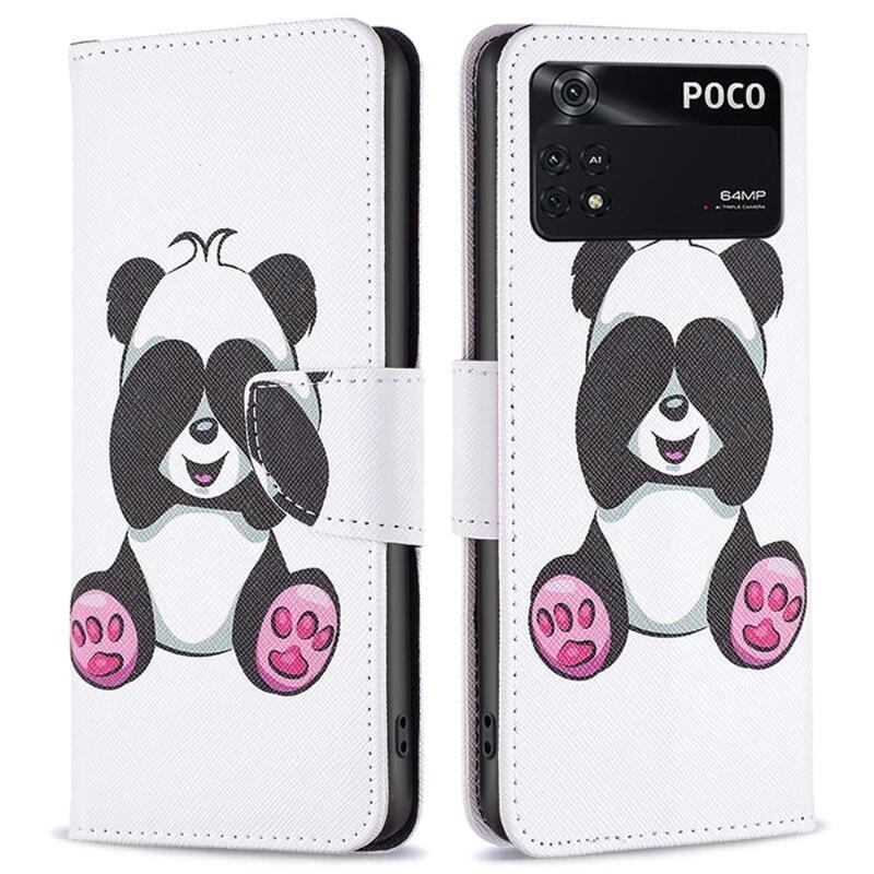 Patte PU kožené peněženkové pouzdro na mobil Xiaomi Poco M4 Pro 4G - panda