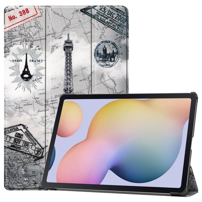 Patte PU kožené peněženkové pouzdro na tablet Samsung Galaxy Tab S7 Plus - Eiffelova věž
