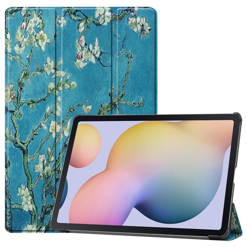 Patte PU kožené peněženkové pouzdro na tablet Samsung Galaxy Tab S7 Plus - strom s květy