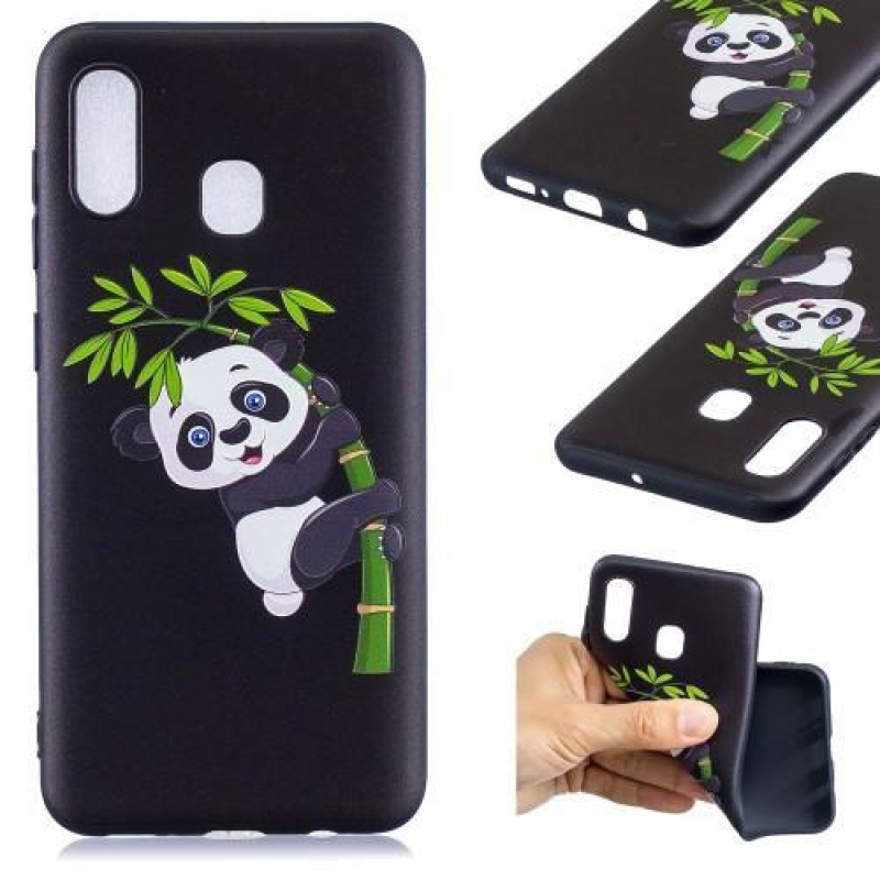 Pattern gelové pouzdro na mobil Samsung Galaxy A30 - panda na bambusu