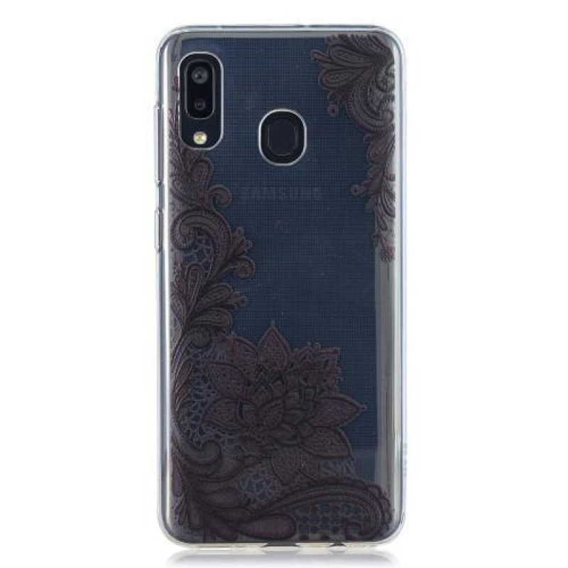 Pattern gelový obal na mobil Samsung Galaxy A20 / A30 - černý květ