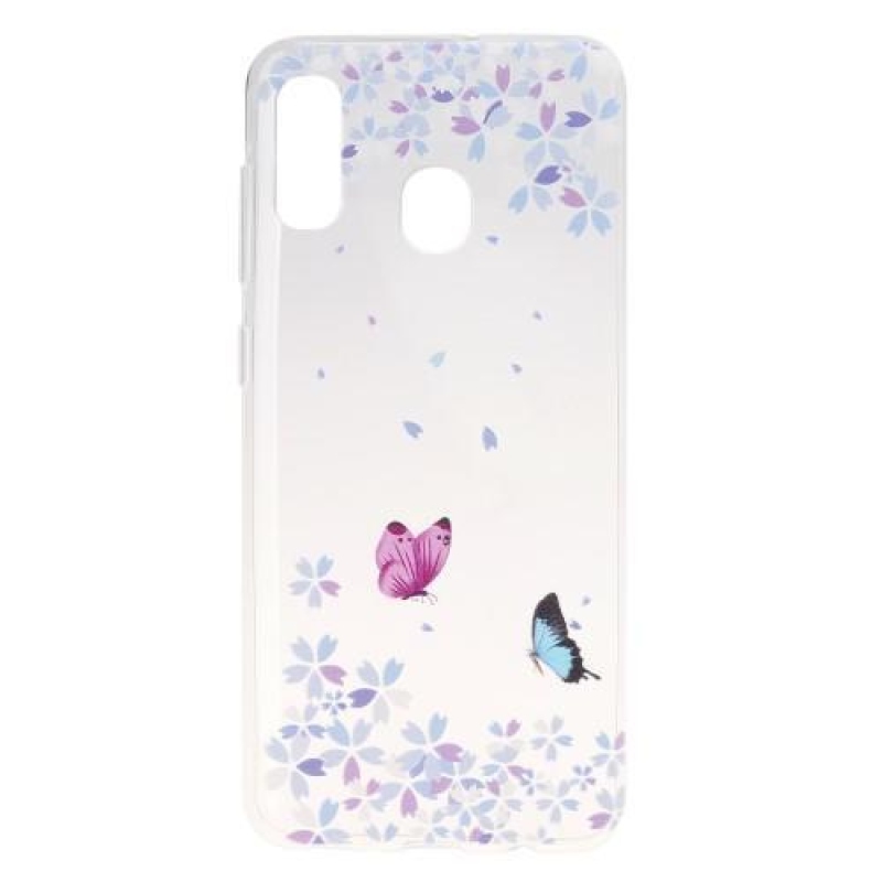 Pattern gelový obal na mobil Samsung Galaxy A30 - motýli a květy