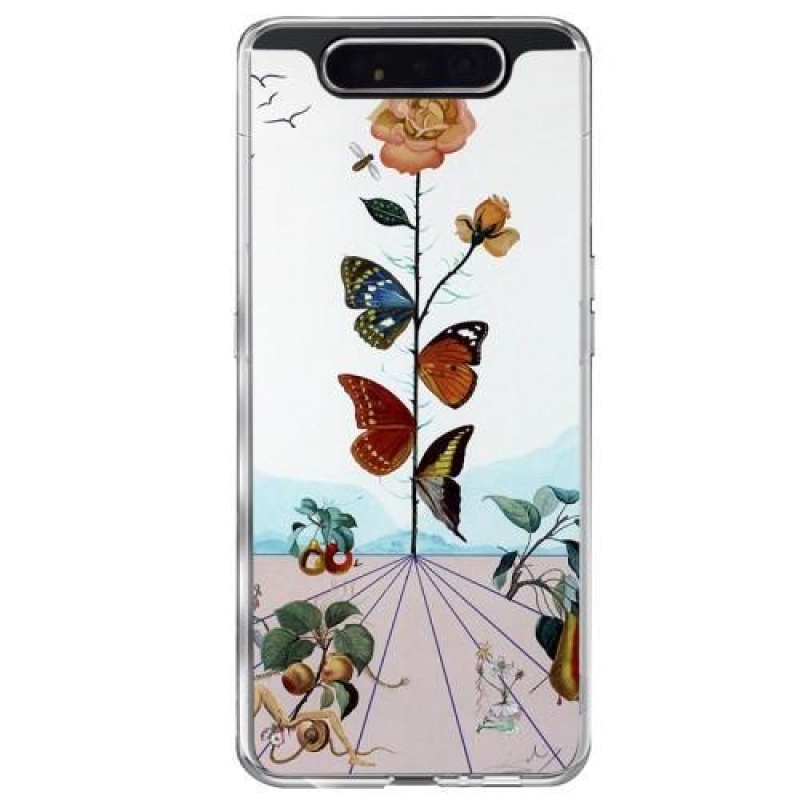 Pattern gelový obal na mobil Samsung Galaxy A80 - motýli a květy