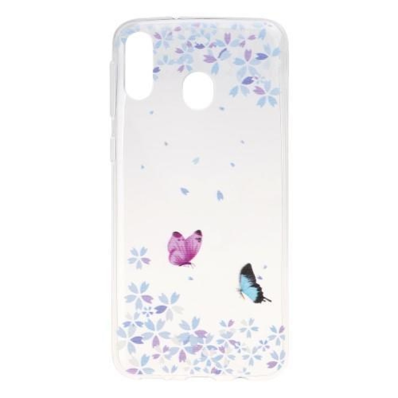 Pattern gelový obal na mobil Samsung Galaxy M20 - motýli a květiny