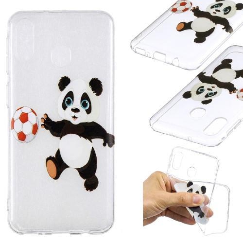 Pattern gelový obal na Samsung Galaxy M20 - panda hrající fotbal