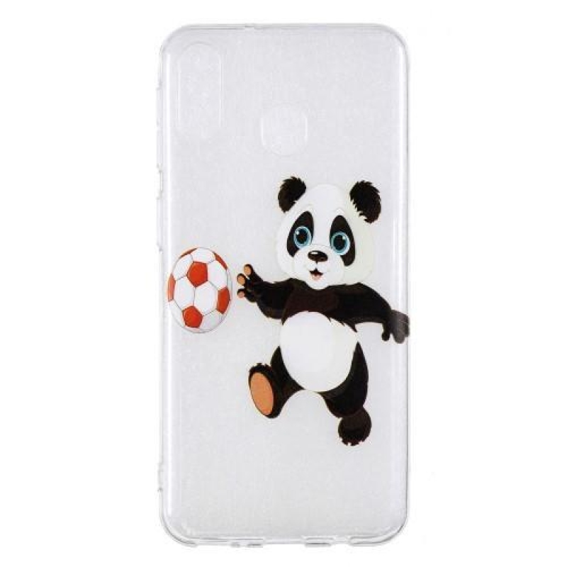 Pattern gelový obal na Samsung Galaxy M20 - panda hrající fotbal