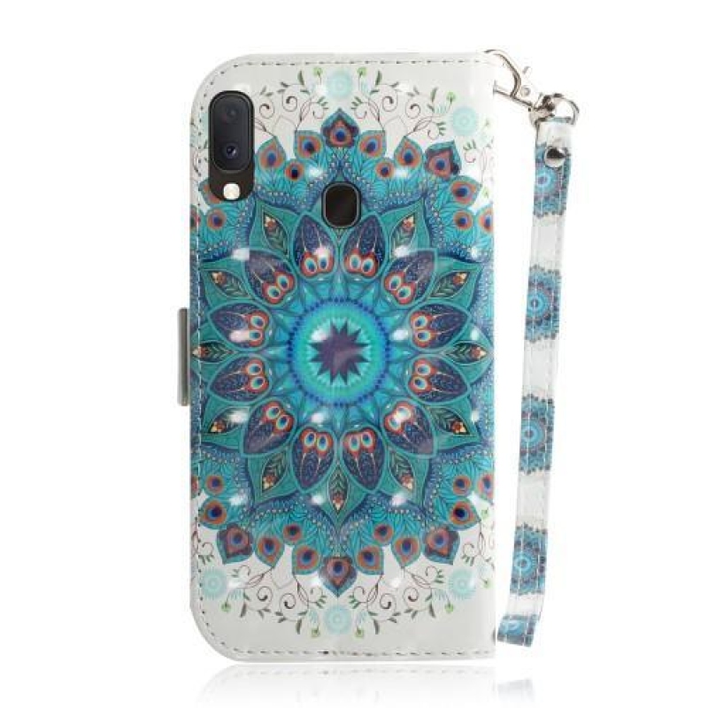 Pattern PU kožené peněženkové pouzdro na mobil Samsung Galaxy A20e - modrý květ