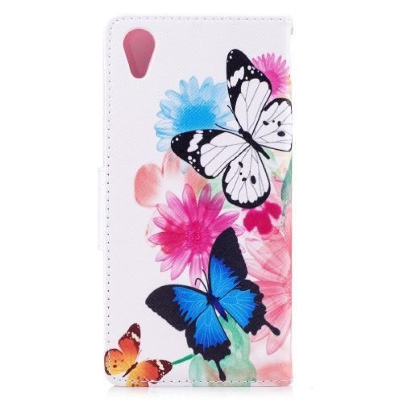 Pattern PU kožené peněženkové pouzdro na mobil Sony Xperia XA1 Plus - motýli a květy
