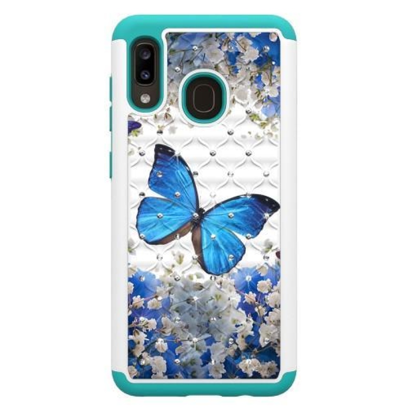 Patterned odolný obal na mobil Samsung Galaxy A20 / Galaxy A30 - modrý motýl